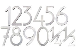 HouseArt 5" (128mm) House Numbers - (Brushed Stainless Steel) -Amerock Sales Shop 0302 0308 0333 houseart 0 9 brushed stainless big 3