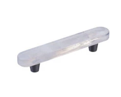 Symphony By Schaub Fused Glass Oval 6" (152mm) Cabinet Pull (Brushed Stainless Steel)