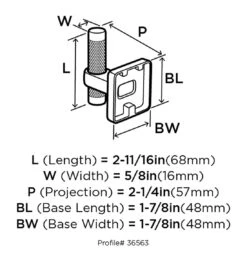 Amerock Decorative Hooks Bronx 2-11/16" (68mm) Single Robe Hook -Amerock Sales Shop 36562 knob bronx technical line big