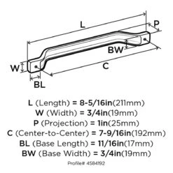 Amerock Jolene 7-9/16" (192mm) Center-to-Center Cabinet Pull (Silver Champagne) -Amerock Sales Shop 4584192 jolene technical line 2 big