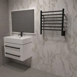 Amba Radiant Plug-in Or Hardwired Small Straight Towel Warmer - 20-3/8" (518mm)W X 21-1/4" (540mm)H- Wall Mounted (Matte Black) -Amerock Sales Shop ATW RWHS SMB beauty 2 big