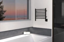 Amba Radiant Plug-in Or Hardwired Small Straight Towel Warmer - 20-3/8" (518mm)W X 21-1/4" (540mm)H- Wall Mounted (Matte Black) -Amerock Sales Shop ATW RWHS SMB beauty 3 big