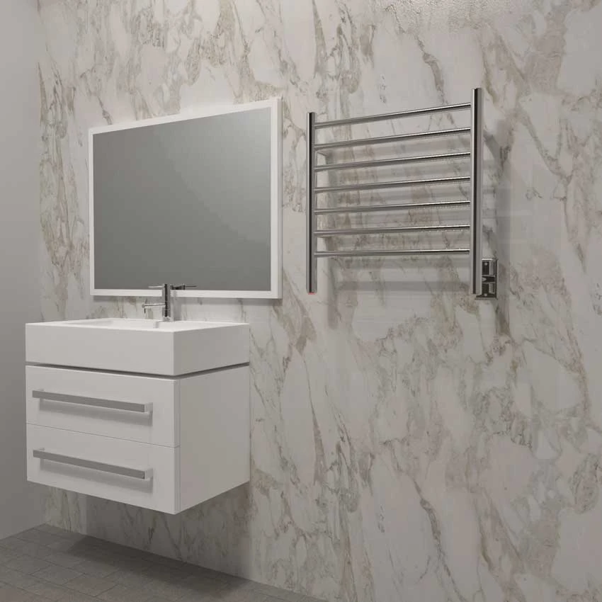 Amba Radiant Plug-in Or Hardwired Small Straight Towel Warmer - 20-3/8" (518mm)W X 21-1/4" (540mm)H- Wall Mounted (Polished Stainless Steel) 4 Amba Radiant Plug-in Or Hardwired Small Straight Towel Warmer - 20-3/8" (518mm)W X 21-1/4" (540mm)H- Wall Mounted (Polished Stainless Steel) - Image 4