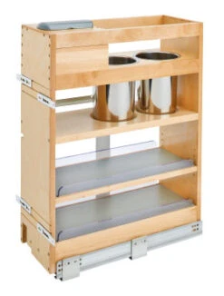 Rev-A-Shelf 9" Vanity Pull-Out Outlet & Grooming Organizer W/Soft-Close - (Maple)