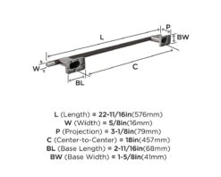 Amerock Esquire 18" (457mm) Towel Bar 27 Amerock Esquire 18" (457mm) Towel Bar -Amerock Sales Shop ame bh26614g10orb dimensions big