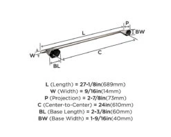 Amerock St. Vincent 24" (610mm) Towel Bar -Amerock Sales Shop ame bh36044g10 dimensions big