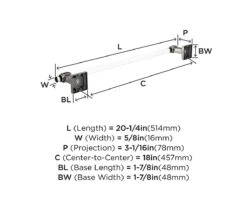 Amerock Glacio 18" (457mm) Towel Bar 39 Amerock Glacio 18" (457mm) Towel Bar -Amerock Sales Shop ame bh36063cg10 dimensions big