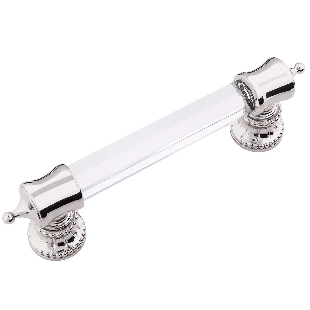 Belwith-Keeler Chautauqua 3-3/4" (96mm) Center-to-Center Cabinet Pull (Glass With Polished Nickel) 1 Belwith-Keeler Chautauqua 3-3/4" (96mm) Center-to-Center Cabinet Pull (Glass With Polished Nickel)