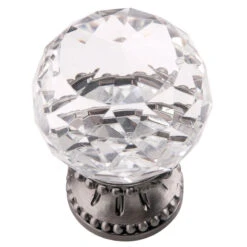 Belwith-Keeler Chautauqua 1-3/8" (35mm) Cabinet Knob (Glass With Antique Nickel Finish