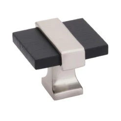 Amerock Overton 1-3/8" (35mm) Cabinet Knob (Brushed Matte Black/Satin Nickel)