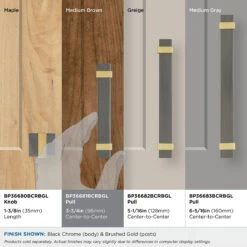 Amerock Overton 3-3/4" (96mm) Center-to-Center Cabinet Pull (Black Chrome/Brushed Gold) -Amerock Sales Shop bp36681bcrbgl overton collage big