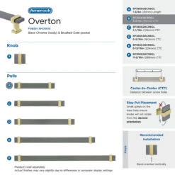 Amerock Overton 3-3/4" (96mm) Center-to-Center Cabinet Pull (Black Chrome/Brushed Gold) -Amerock Sales Shop bp36681bcrbgl overton collection big