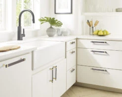 Amerock Overton 3-3/4" (96mm) Center-to-Center Cabinet Pull (Black Chrome/Brushed Gold) -Amerock Sales Shop bp36681bcrbgl overton lifestyle1 big