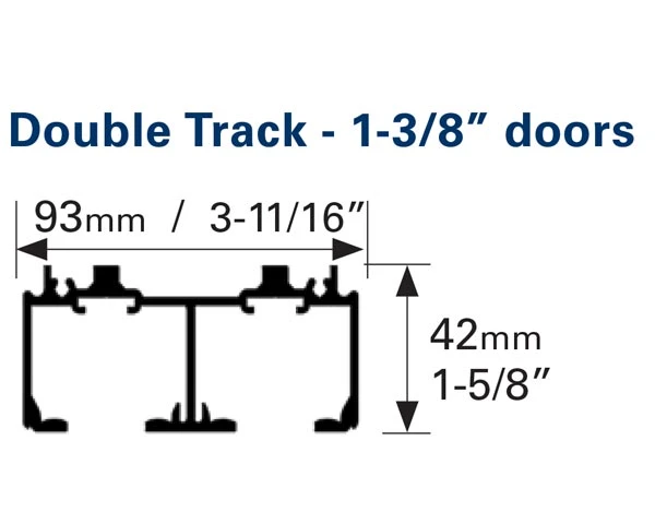 Cavity Sliders 72" (1829mm) CaviTrack By-Pass Sliding Door Track For 1-3/8" Doors - (Aluminum) 2 Cavity Sliders 72" (1829mm) CaviTrack By-Pass Sliding Door Track For 1-3/8" Doors - (Aluminum) - Image 2