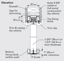 Cavity Sliders SofStop Carriage Pack With Twin Soft-Close And One Track Stop, For Doors Up To 176lbs, 36" Min. Door Width -Amerock Sales Shop cavityslider kitset elevation big