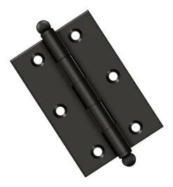 Deltana Solid Brass 3" (76mm) X 2" (51mm) Flush/Full Inset Non-Self Closing Ball Tip Cabinet Hinge - EACH (Flat Black)