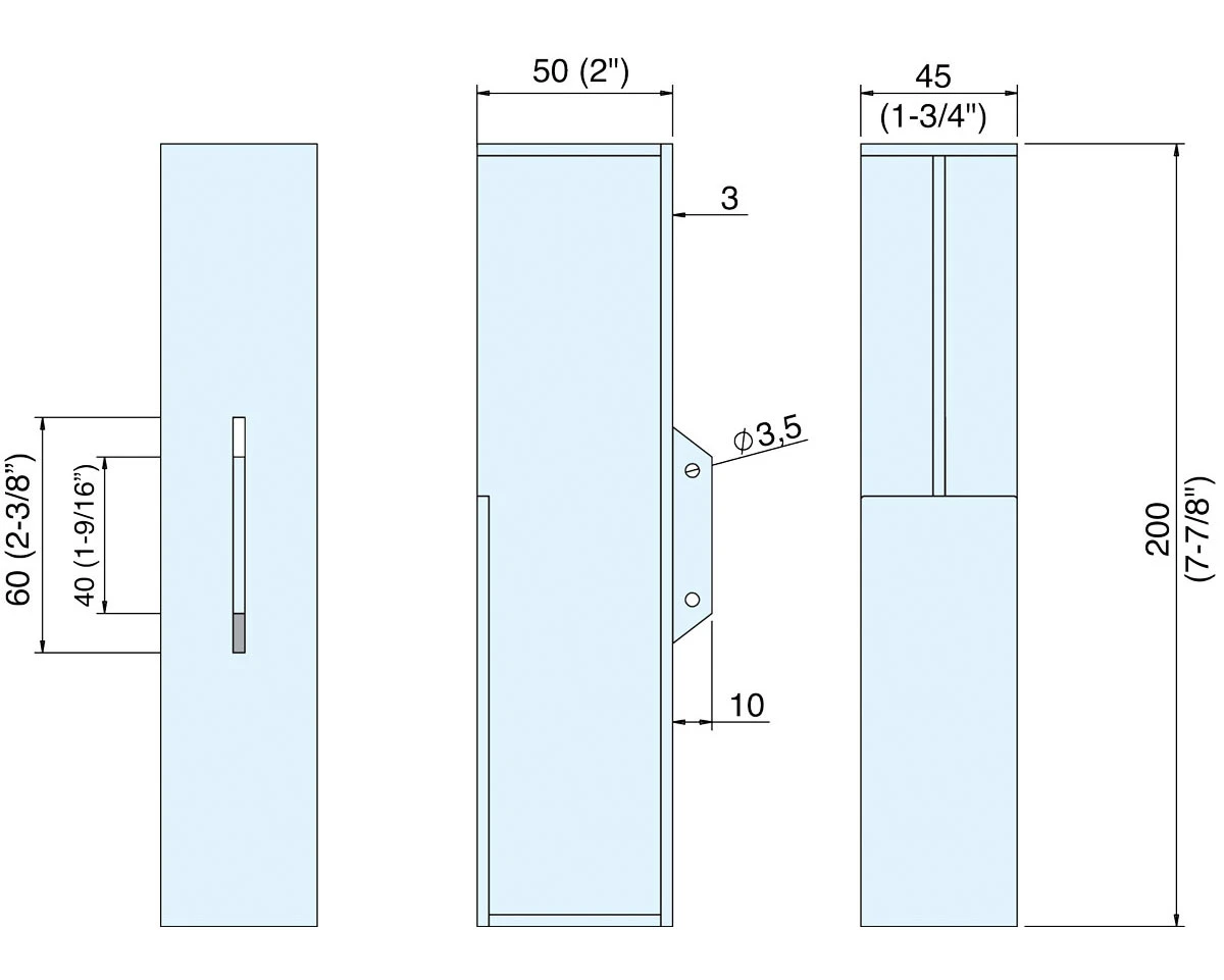 Sugatsune Stainless Steel 7-7/8" (200mm) Slim Sliding Door Pull For 1-3/4" (44mm) Thick Door - (Satin Stainless Steel) 7 Sugatsune Stainless Steel 7-7/8" (200mm) Slim Sliding Door Pull For 1-3/4" (44mm) Thick Door - (Satin Stainless Steel) - Image 7