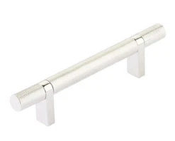 Emtek Select 4" (102mm) Center-to-Center Knurled Cabinet Bar Pull (Polished Nickel)