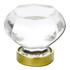 Emtek 1-1/4" (32mm) Old Town Clear Glass Cabinet Knob - (Unlacquered Brass)
