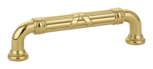 Emtek Ribbon And Reed 4" (102mm) Center-to-Center Estate Pull (Unlacquered Brass) 1 Emtek Ribbon And Reed 4" (102mm) Center-to-Center Estate Pull (Unlacquered Brass)