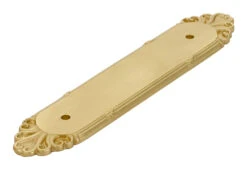 Emtek Ribbon And Reed 4" (102mm) Center-to-Center Backplate For Pulls (Polished Brass)