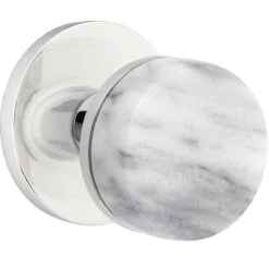 Emtek Select Conical White Marble Door Knobset W/Disk Rosette -Amerock Sales Shop emt cc disk marble us26 big 1