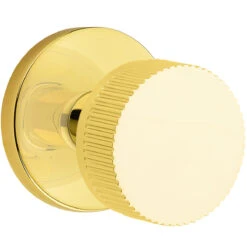 Emtek Select Conical Straight Knurled Door Knobset W/Disk Rosette -Amerock Sales Shop emt cc disk straight us3nl big 1