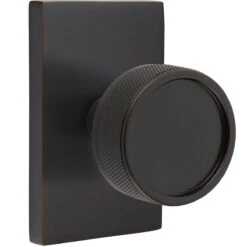 Emtek Select Conical Knurled Door Knobset W/Modern Rectangle Rosette -Amerock Sales Shop emt cc mr knurled us10b big 2