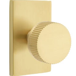 Emtek Select Conical Straight Knurled Door Knobset W/Modern Rectangle Rosette