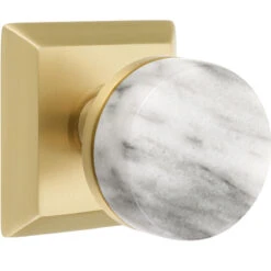 Emtek Select Conical White Marble Door Knobset W/Quincy Rosette