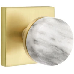 Emtek Select Conical White Marble Door Knobset W/Square Rosette