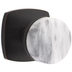 Emtek Select Conical White Marble Door Knobset W/Urban Modern Rosette -Amerock Sales Shop emt cc urban marble us10b big