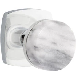 Emtek Select Conical White Marble Door Knobset W/Urban Modern Rosette -Amerock Sales Shop emt cc urban marble us26 big