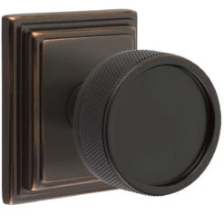 Emtek Select Conical Knurled Door Knobset W/Wilshire Rosette -Amerock Sales Shop emt cc wilshire knurled us10b big 1