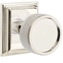 Emtek Select Conical Knurled Door Knobset W/Wilshire Rosette -Amerock Sales Shop emt cc wilshire knurled us14 big