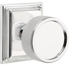 Emtek Select Conical Knurled Door Knobset W/Wilshire Rosette -Amerock Sales Shop emt cc wilshire knurled us26 big 1