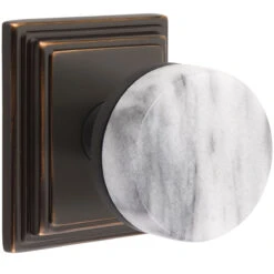 Emtek Select Conical White Marble Door Knobset W/Wilshire Rosette -Amerock Sales Shop emt cc wilshire marble us10b big 1