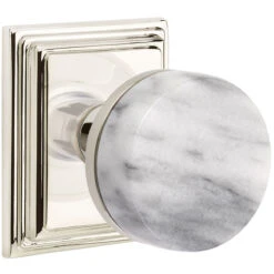 Emtek Select Conical White Marble Door Knobset W/Wilshire Rosette -Amerock Sales Shop emt cc wilshire marble us14 big 1