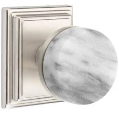 Emtek Select Conical White Marble Door Knobset W/Wilshire Rosette -Amerock Sales Shop emt cc wilshire marble us15 big 1