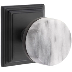 Emtek Select Conical White Marble Door Knobset W/Wilshire Rosette -Amerock Sales Shop emt cc wilshire marble us19 big 1