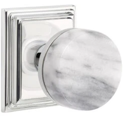 Emtek Select Conical White Marble Door Knobset W/Wilshire Rosette -Amerock Sales Shop emt cc wilshire marble us26 big
