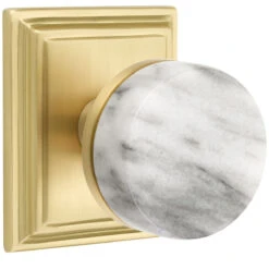 Emtek Select Conical White Marble Door Knobset W/Wilshire Rosette -Amerock Sales Shop emt cc wilshire marble us4 big 3