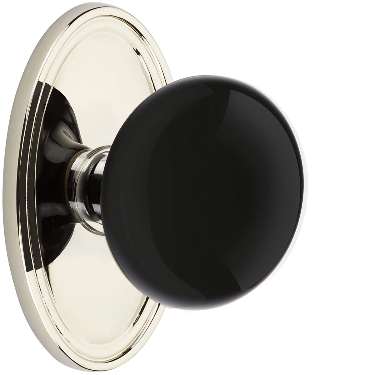 Emtek Ebony Porcelain Door Knobset W/Oval Rosette 5 Emtek Ebony Porcelain Door Knobset W/Oval Rosette - Image 5