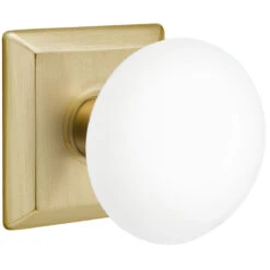 Emtek Ice White Porcelain Door Knobset W/Quincy Rosette