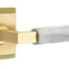 Emtek Select L-Square White Marble Door Leverset W/Quincy Rosette