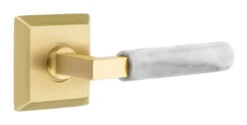 Emtek Select L-Square White Marble Door Leverset W/Quincy Rosette -Amerock Sales Shop emt modern brass lever ls mrwh quincy us4 web big 2