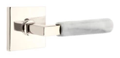 Emtek Select L-Square White Marble Door Leverset W/Square Rosette -Amerock Sales Shop emt modern brass lever ls mrwh square us14 web big