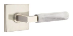 Emtek Select L-Square White Marble Door Leverset W/Square Rosette -Amerock Sales Shop emt modern brass lever ls mrwh square us15 web big 1