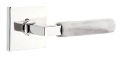 Emtek Select L-Square White Marble Door Leverset W/Square Rosette -Amerock Sales Shop emt modern brass lever ls mrwh square us26 web big