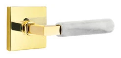 Emtek Select L-Square White Marble Door Leverset W/Square Rosette -Amerock Sales Shop emt modern brass lever ls mrwh square us3nl web big